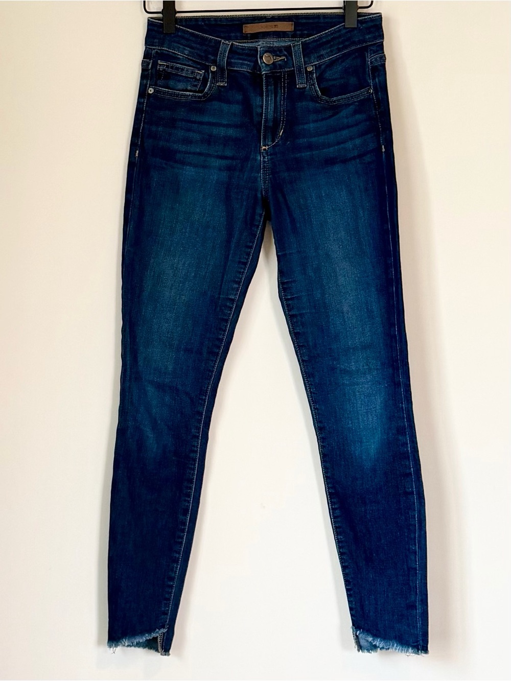 Joe's Jeans Dark Indigo Skinny Ankle Raw Hem Jeans - Size: 25